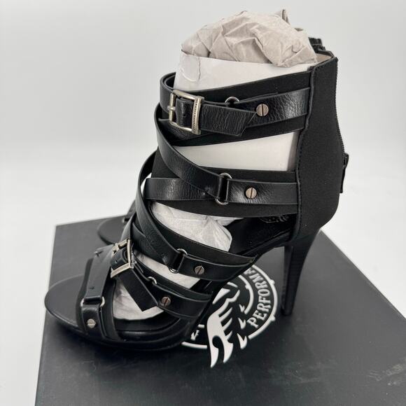 NWT Milwaukee MBL9451 Black Fashion Casual Stiletto Heeled Sandals w Ankle Strap - Picture 7 of 9